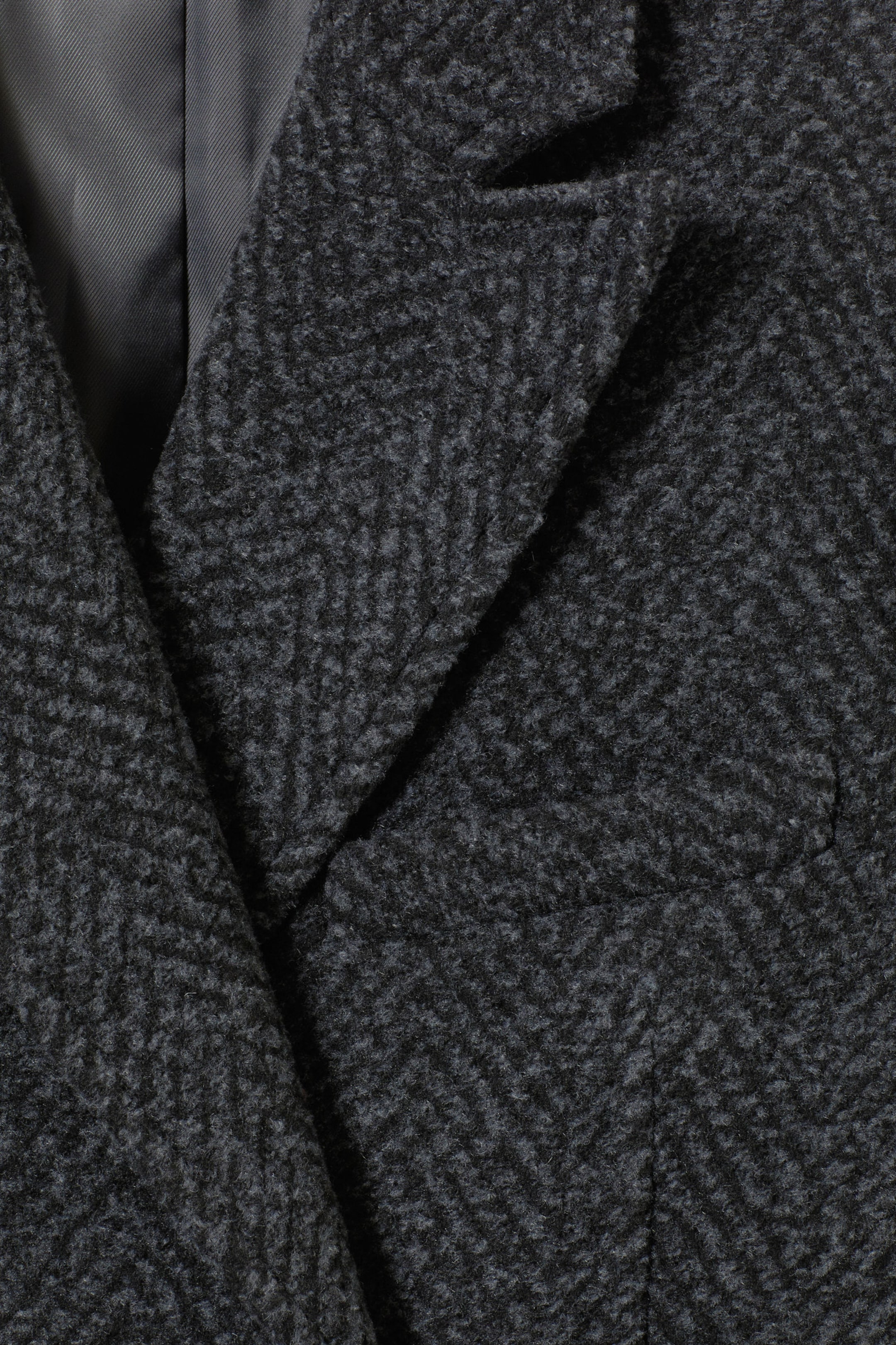 Grey Herringbone - Carla Oversized Wool Blend Jacket - 1