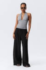 Dusty Grey - Deep Halterneck Top - 1