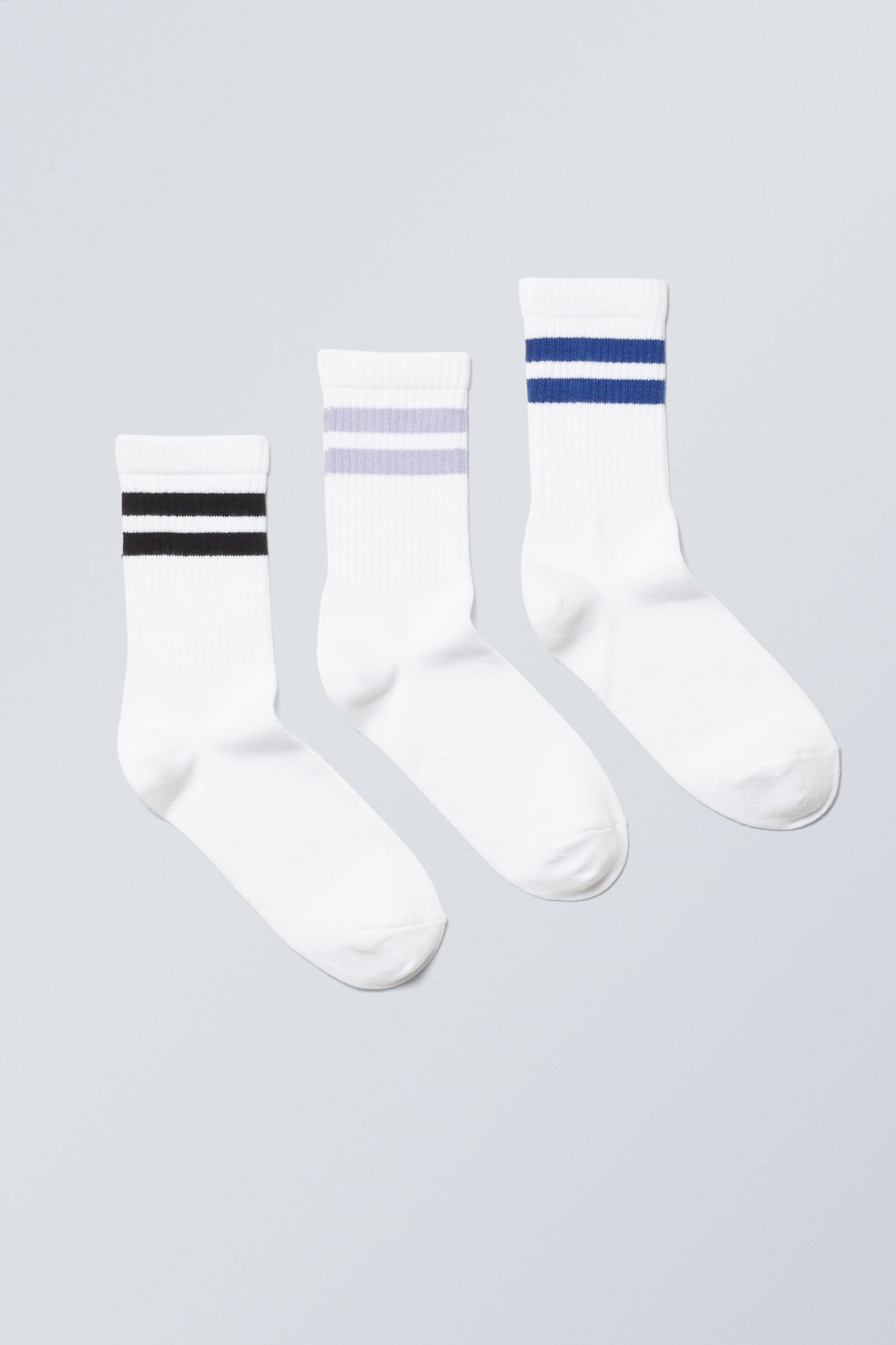 Black Purple Blue Stripe - 3-pack Sport Striped Socks - 0