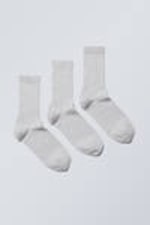 Graumeliert - Socken Eleven 3er-Pack - 0