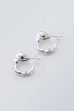 Silver - Irregular Hoop Earrings - 0