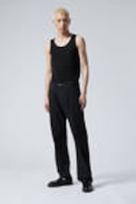 Black - Pinstripe - Space Relaxed Straight Trousers - 0