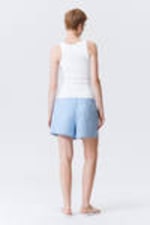 Light Blue - Wide Washed Pull-on Shorts - 2