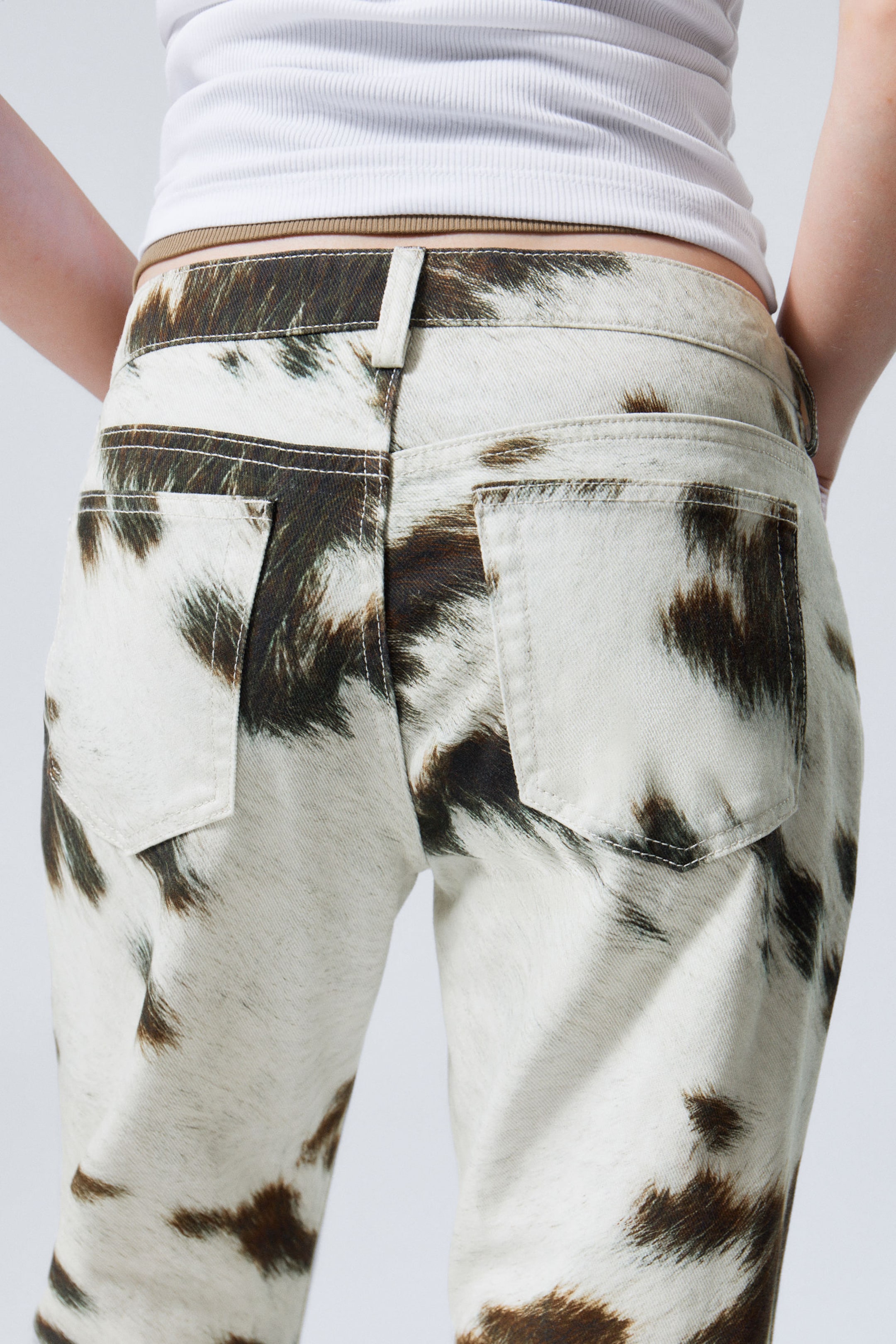 Cow Print - Low Cow Printed Twill Trousers - 4