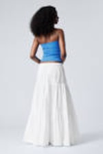 White - Tiered Maxi Poplin Skirt - 2