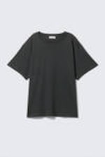 Donkergrijs - Zacht oversized T-shirt met korte mouwen - 0
