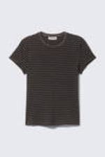 Black & Dark Mole Stripes - Slim Short-Sleeved Cotton T-shirt - 3
