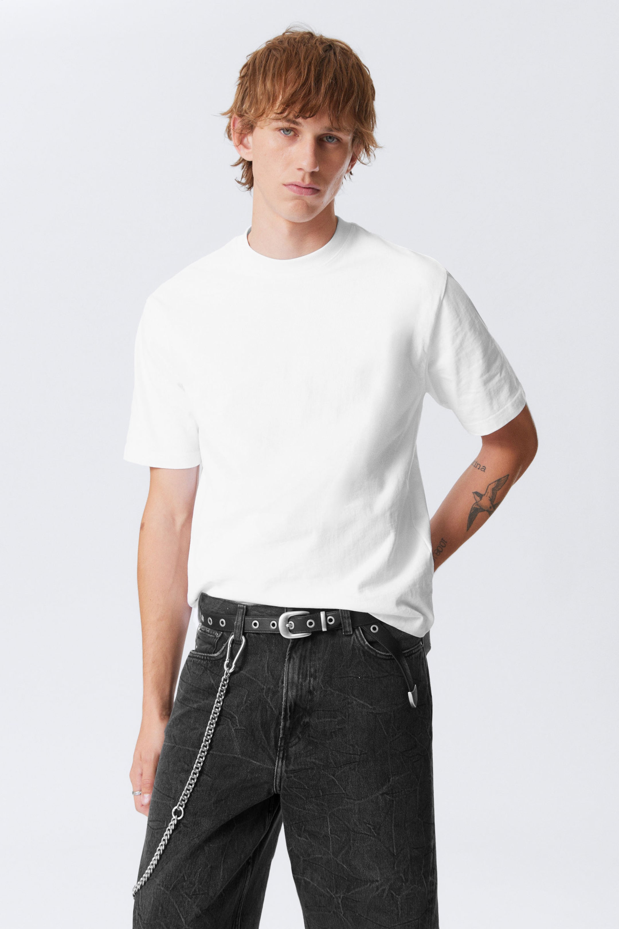 #FFFFFF - Relaxed Graphic Printed T-shirt - 2