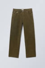 Washed Dark Khaki Green - Galaxy Loose Straight Cord Trouser - 4