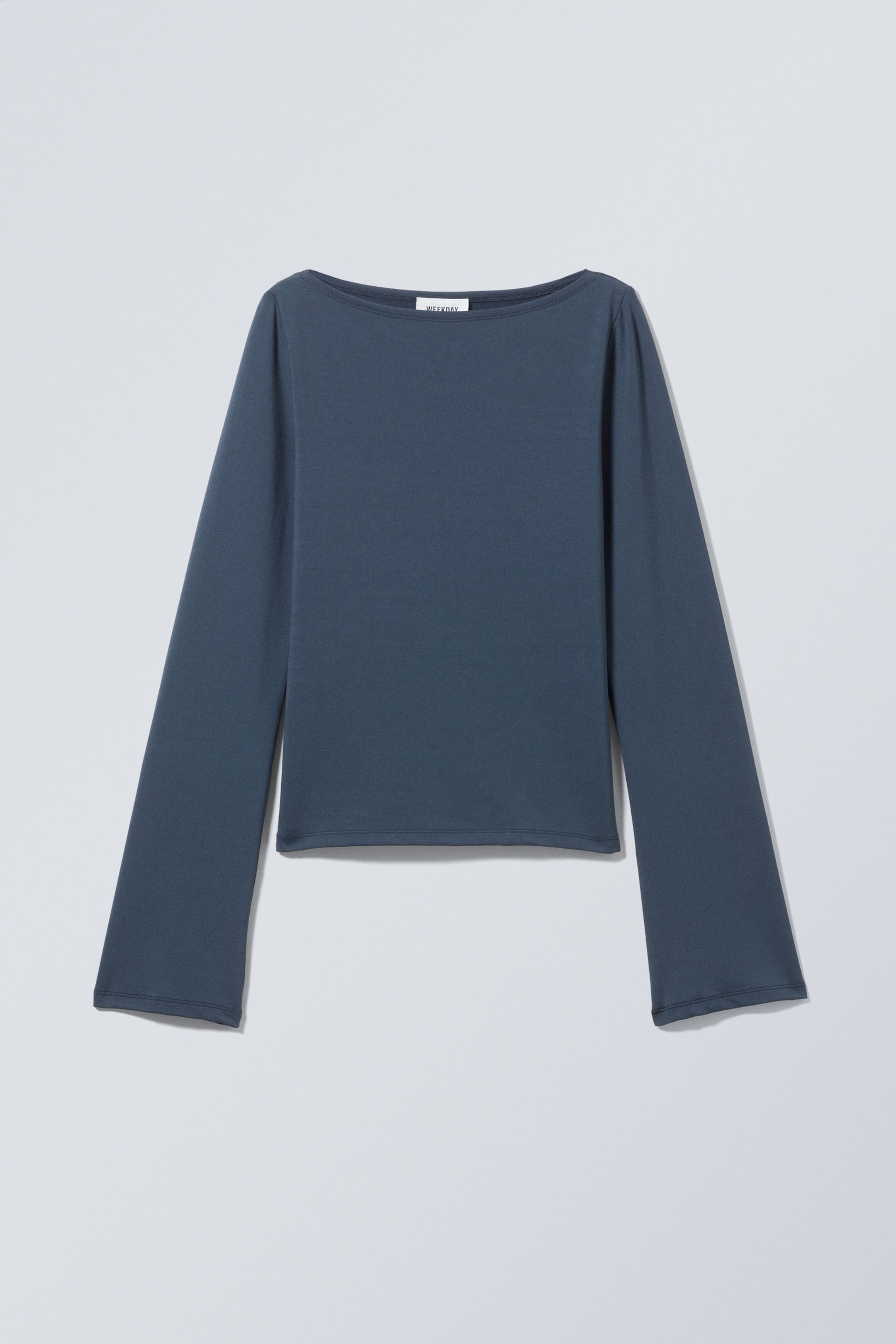 Dark Blue - Annie Long-Sleeved Boat-Neck Top - 2