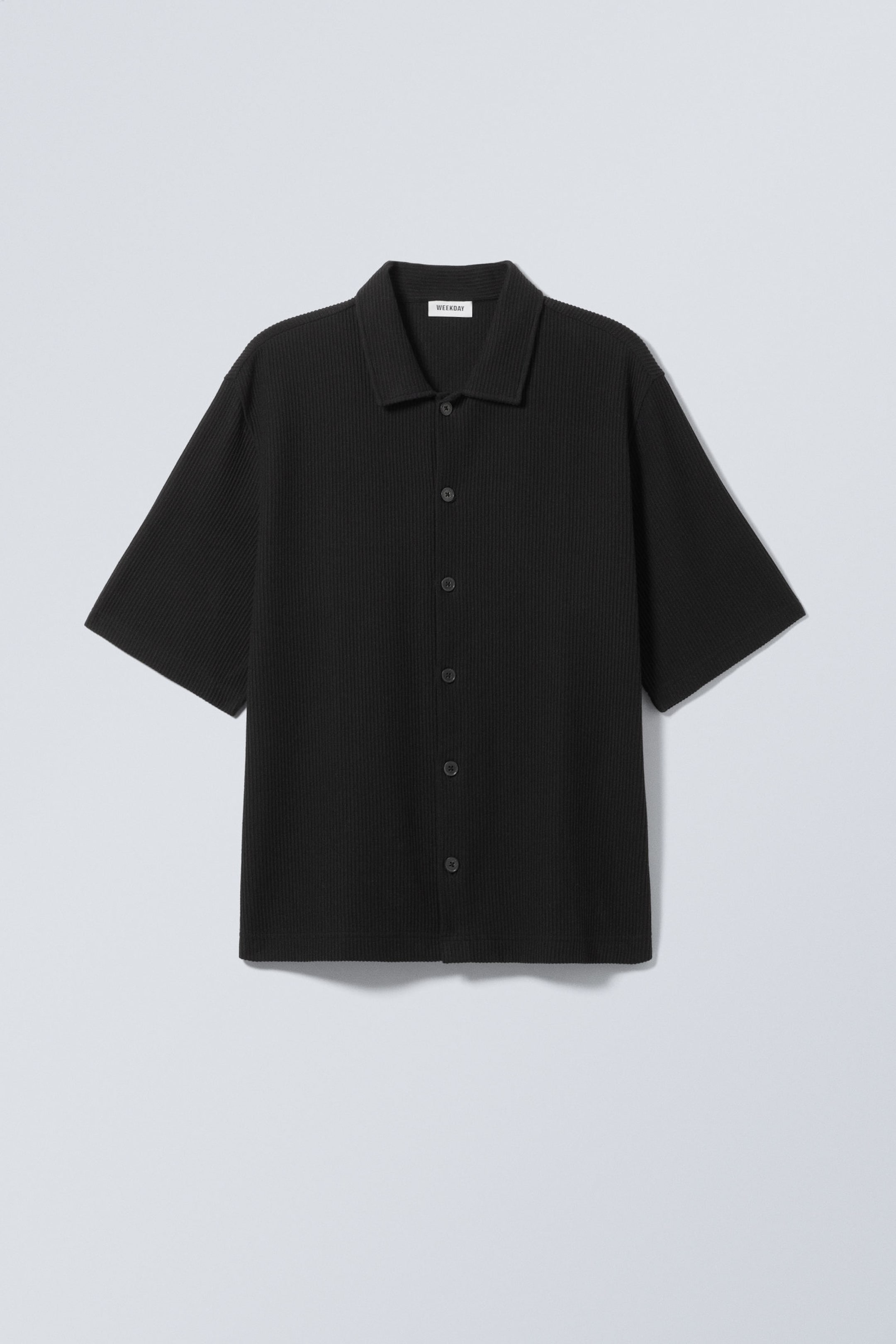 Black - Rib Relaxed Short Sleeve Shirt - 0