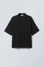 Black - Rib Relaxed Short Sleeve Shirt - 0