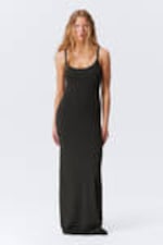 Dark Mole & Black Stripes - Smooth Strap Maxi Dress - 0