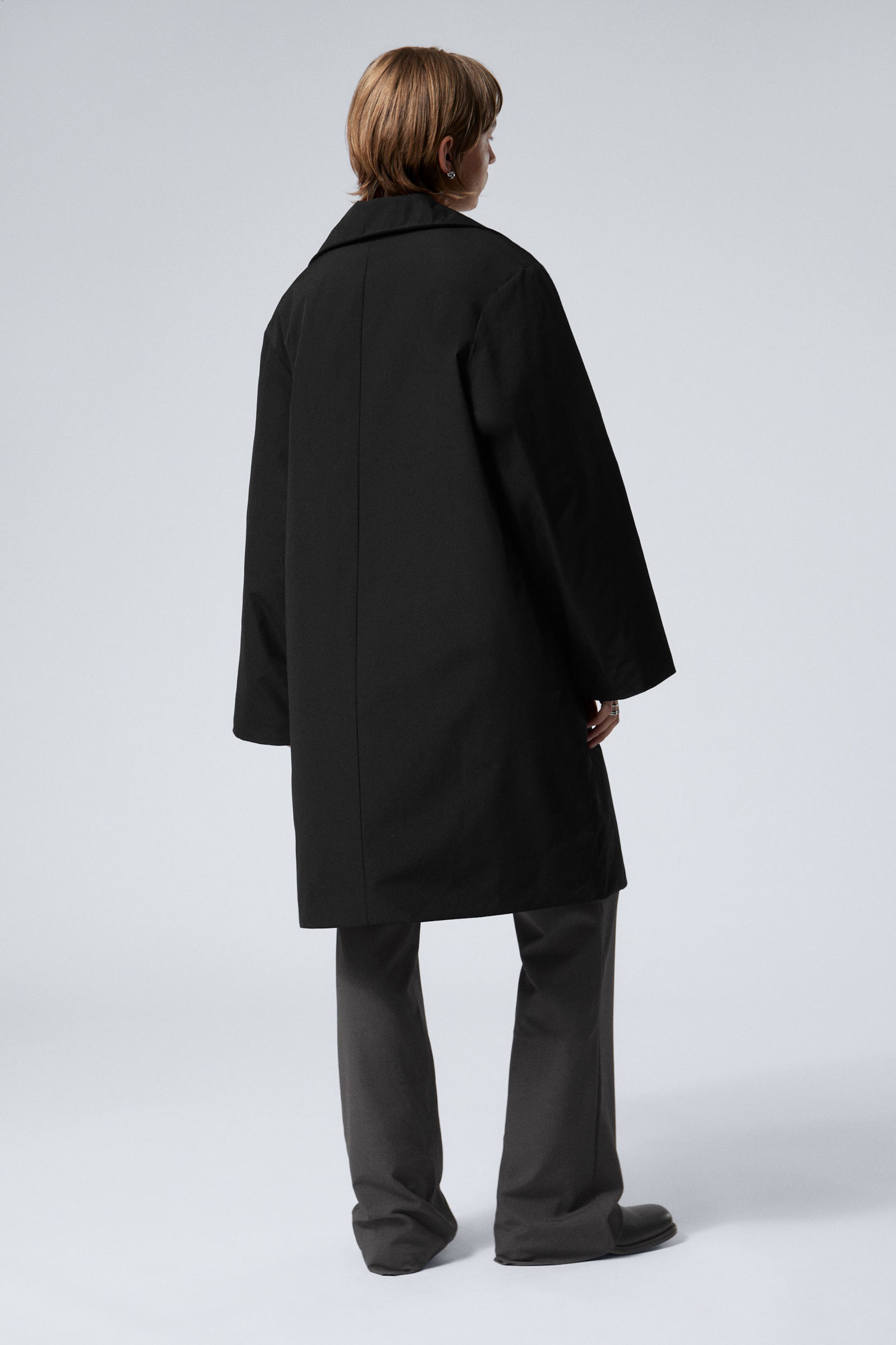 Schwarz - Gefütterter Car Coat in Oversized-Passform - 3