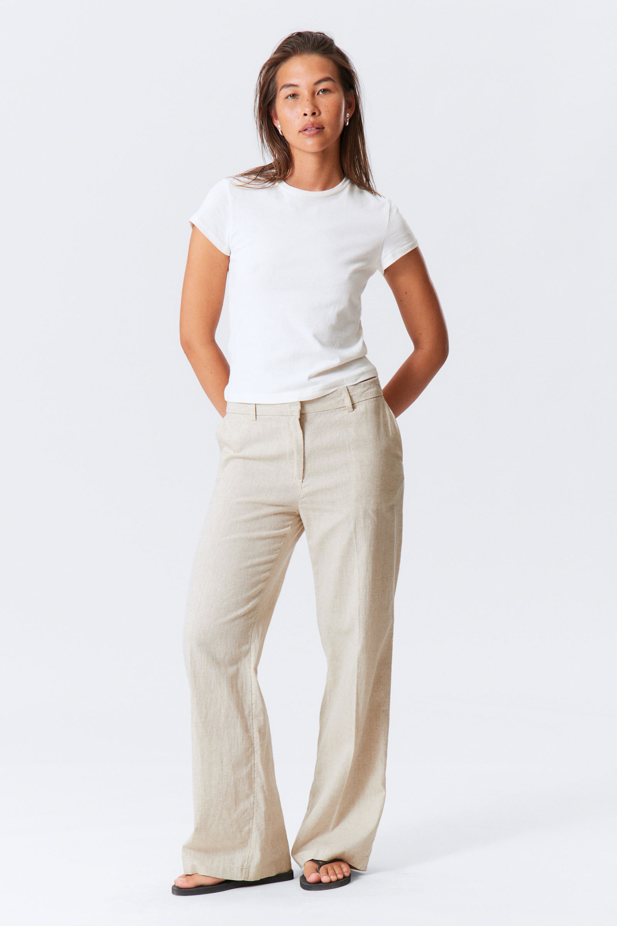 #D1CAB7 - Mid Linen Blend Suit Trousers - 1