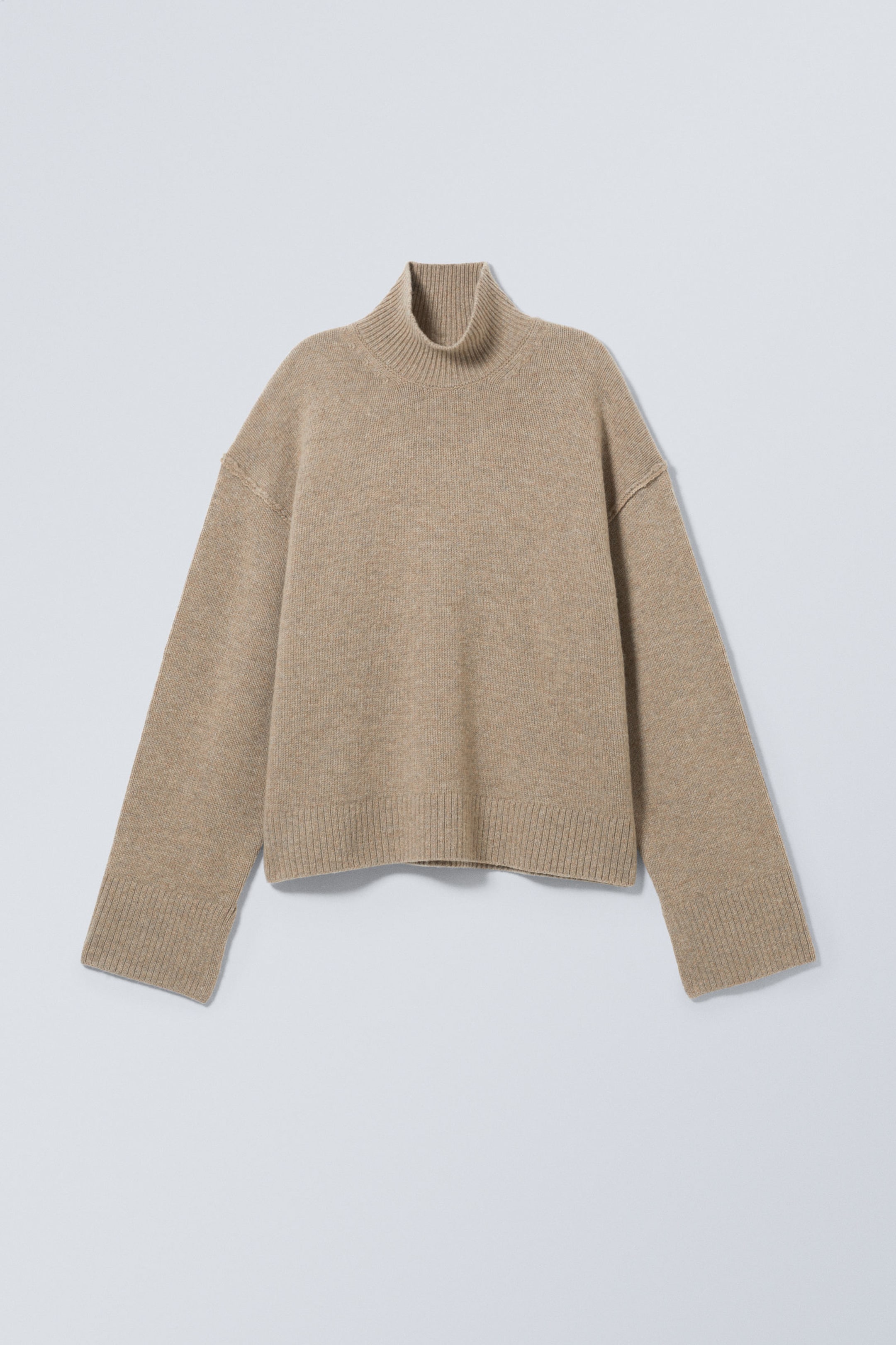 Beige - Rollkragenpullover aus Wolle Maggie - 2