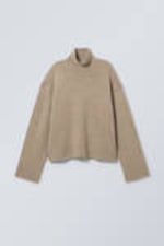 Beige - Rollkragenpullover aus Wolle Maggie - 2