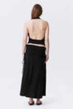 Black - Draped Halter Jersey Top - 3