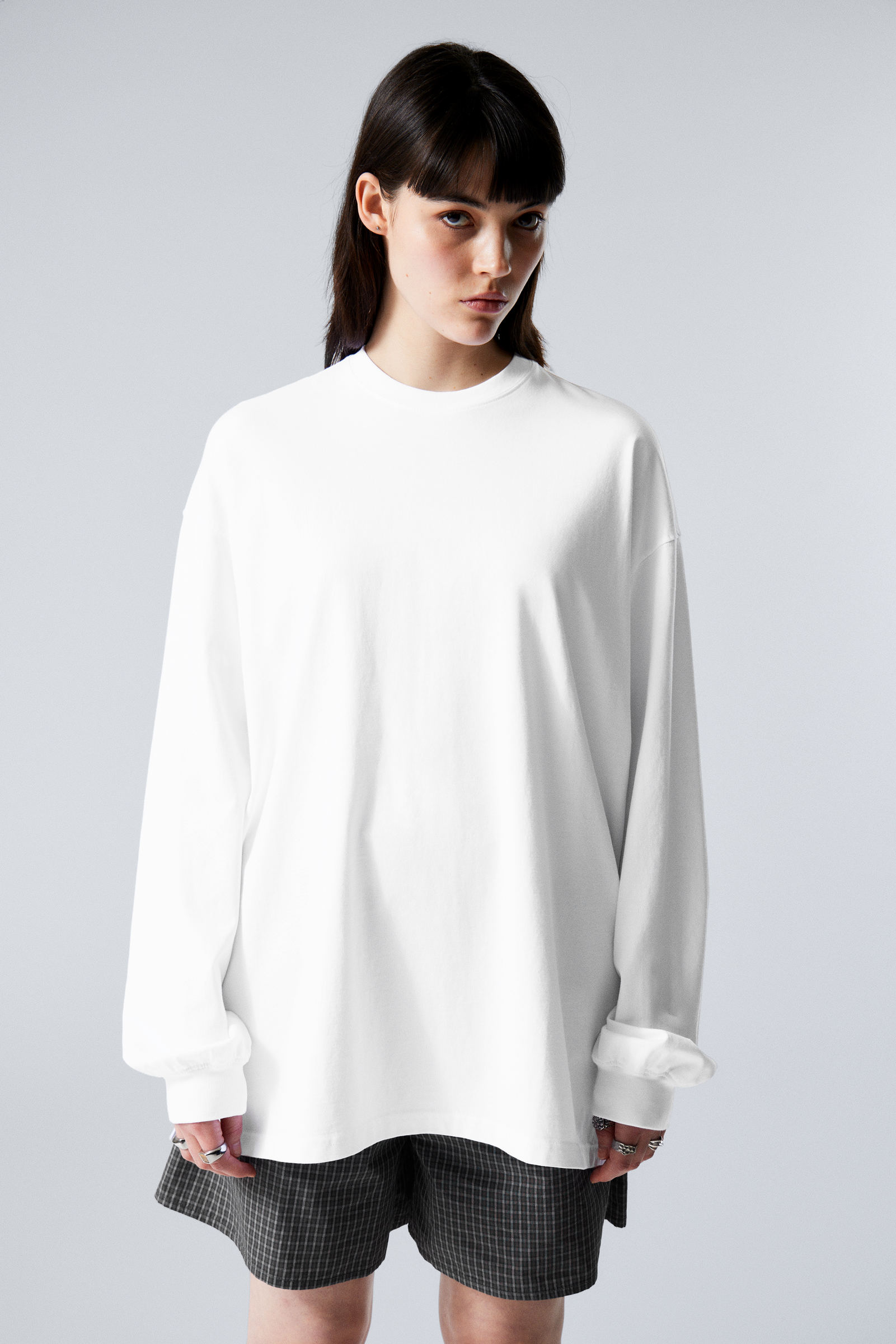 oversized long-sleeved t-shirt - White | Weekday WW