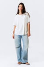 Gebroken wit - Zacht oversized T-shirt met korte mouwen - 1
