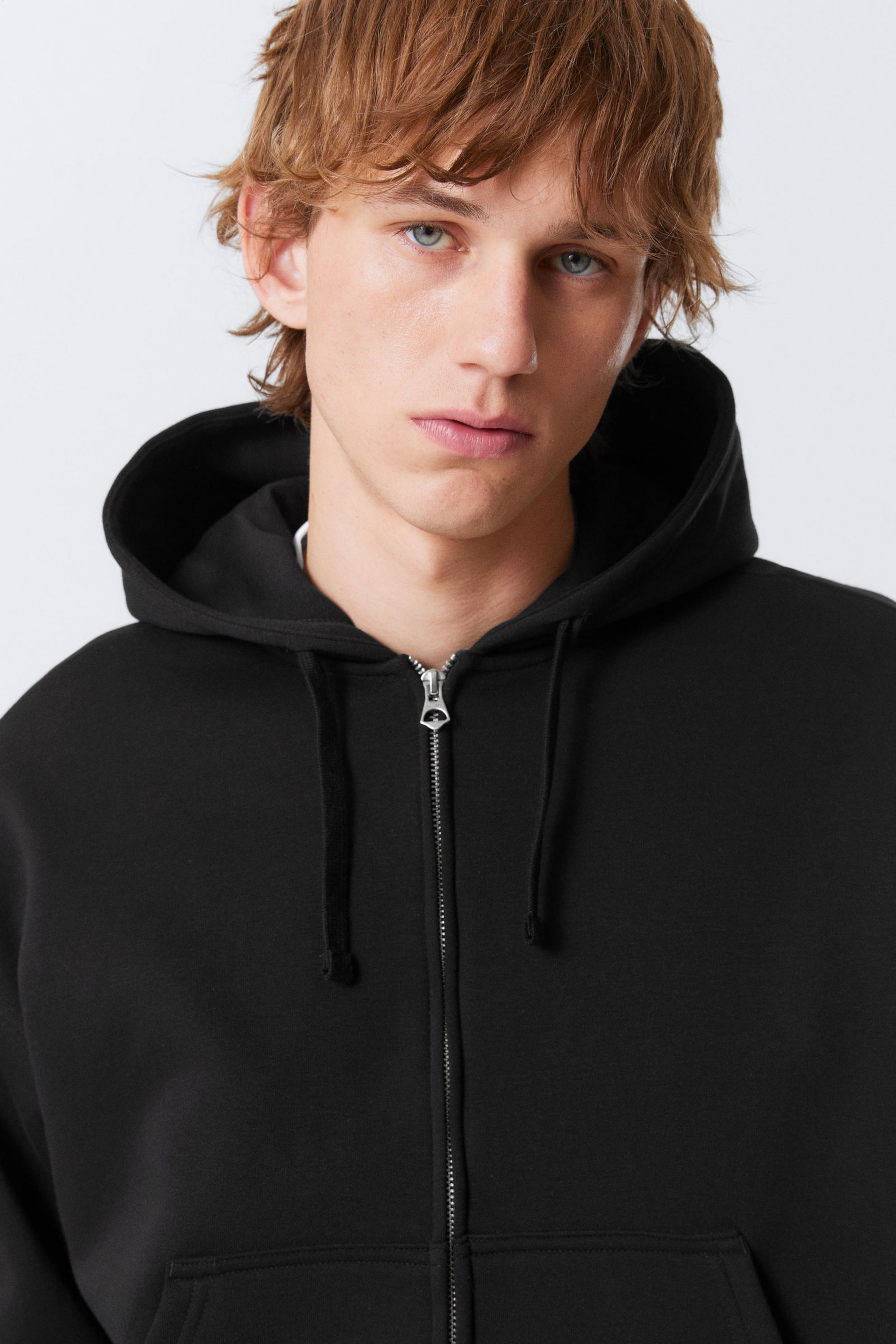 Black - Boxy Midweight Zip Hoodie - 4