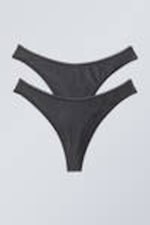 Dark Grey - 2-pack Jade Shiny Thong - 0