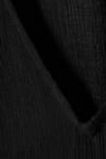 Black - Sheer Long-Sleeved V-neck Maxi Dress - 5