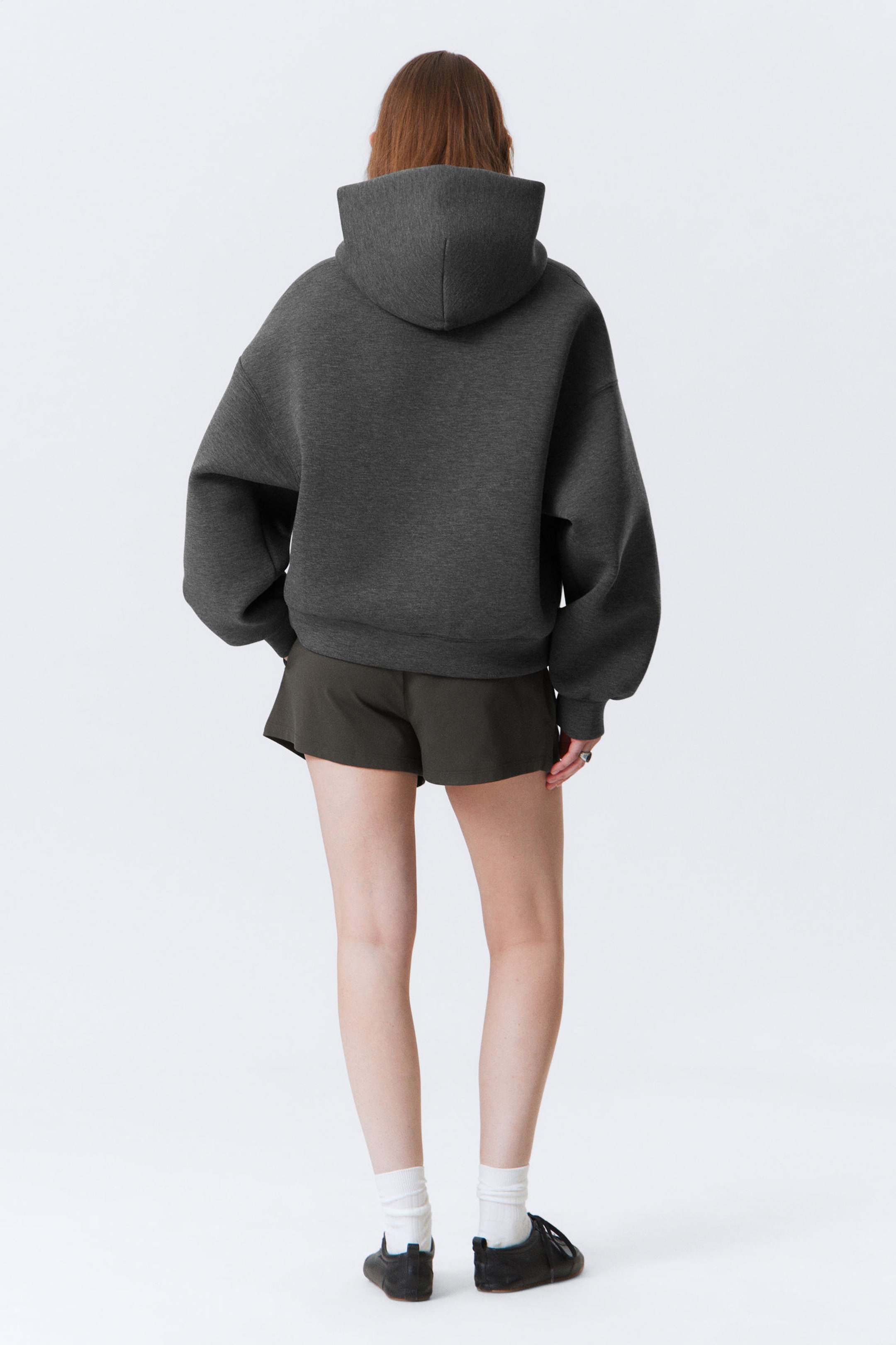Dunkelgrau meliert - Scuba-Hoodie mit Oversize-Passform - 3