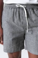 Schwarz gestreift - Gestreifte Shorts aus Leinenmischung - 1