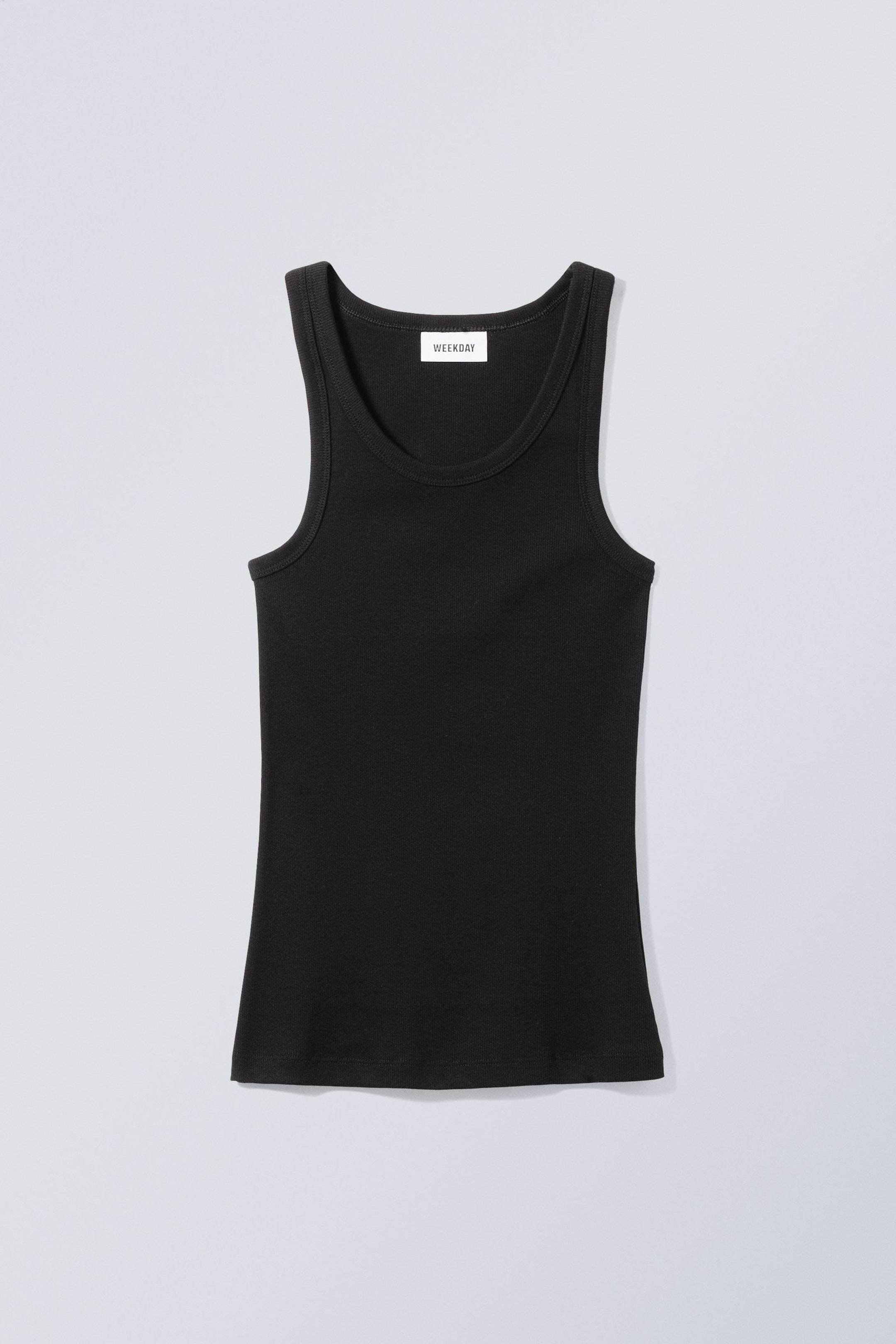 Schwarz - Enganliegendes Tanktop - 2