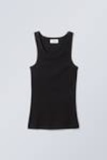 Schwarz - Enganliegendes Tanktop - 2