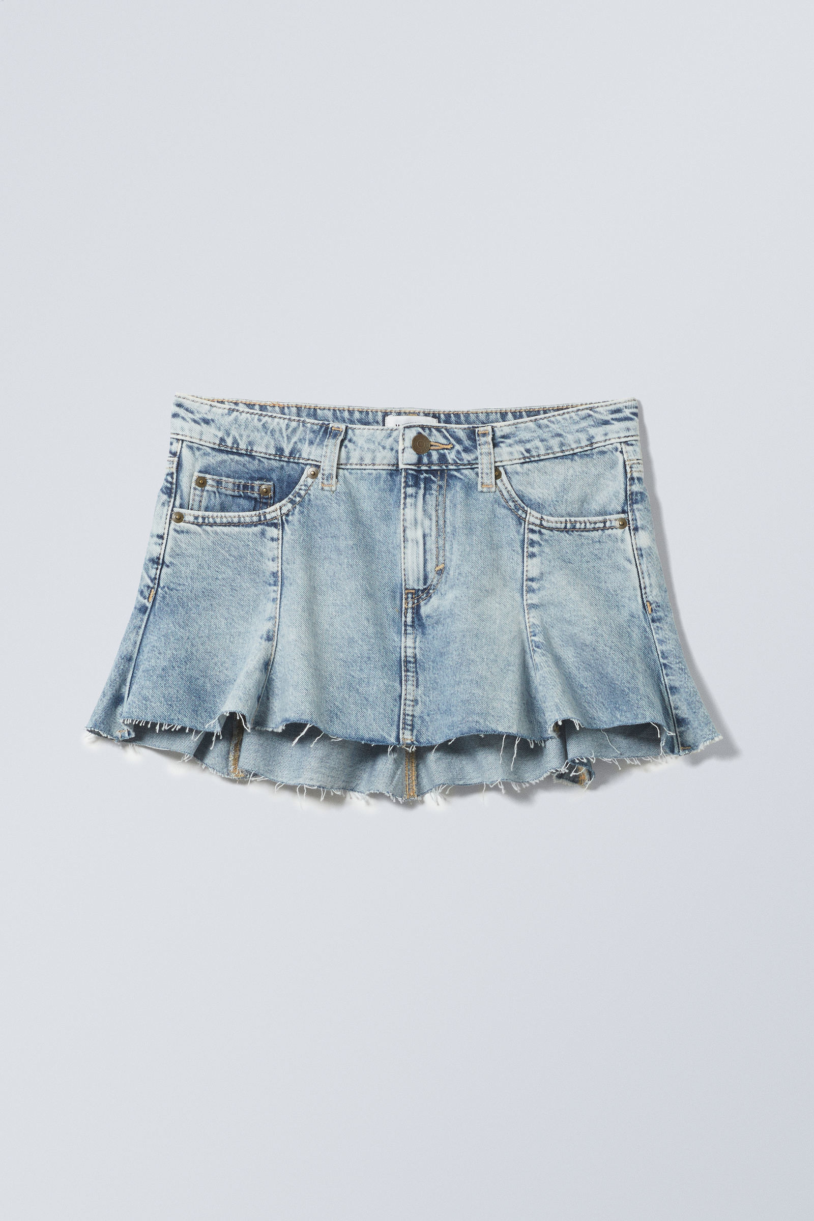 low frayed mini denim skirt - Tide Blue | Weekday WW