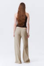 Light Beige - Crinkled Low-Rise Wide-Leg Trousers - 3