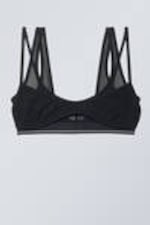 Black Black - Layered Cotton Mesh Bra - 0