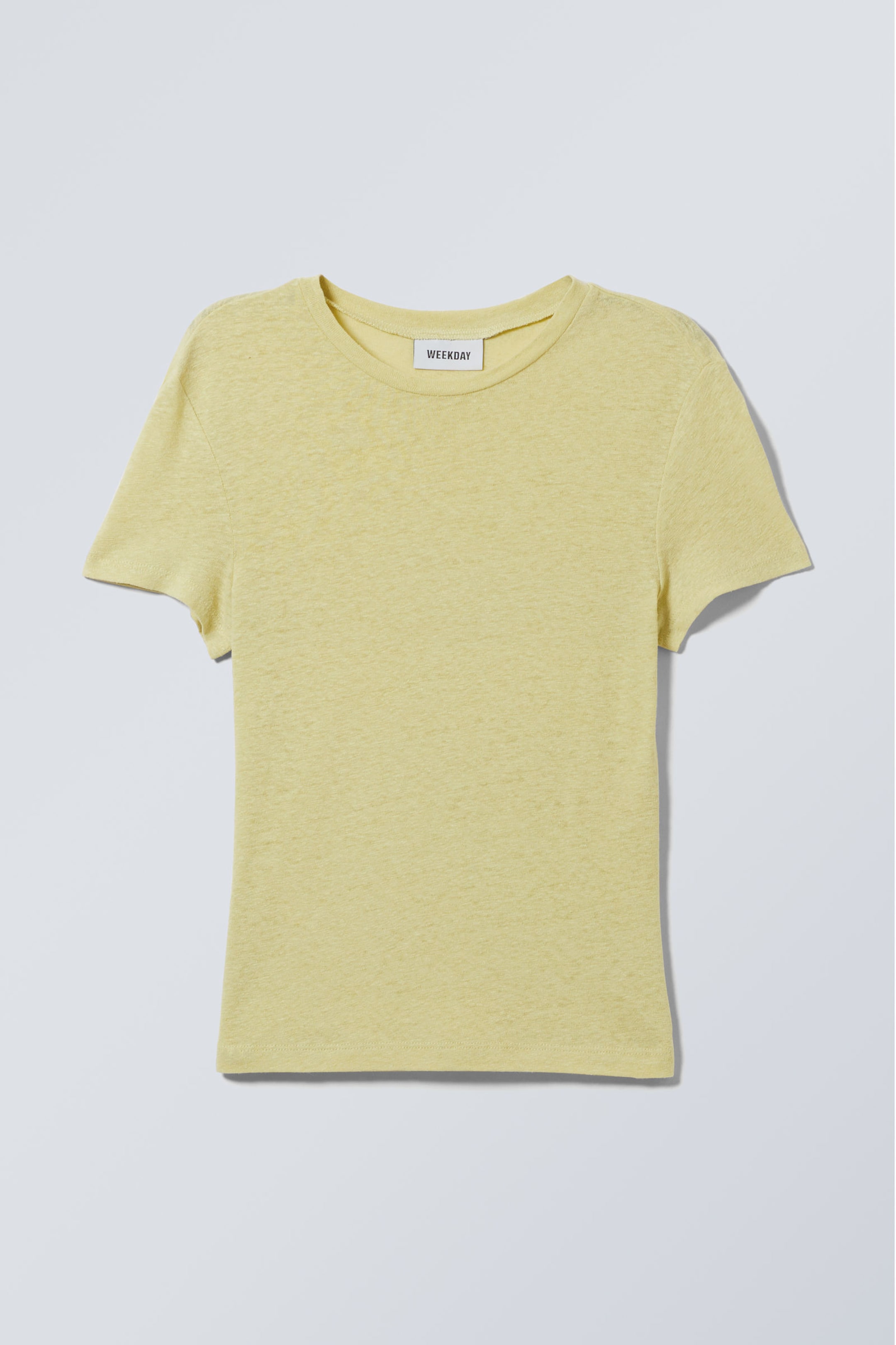 Light Dusty Yellow - Linen Blend Fitted T-shirt - 0