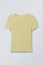 Light Dusty Yellow - Linen Blend Fitted T-shirt - 0