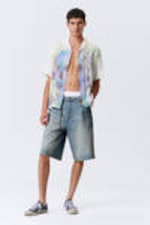 White - Colourful Skull - Relaxed Graphic Short-Sleeved Resort Shirt - 1