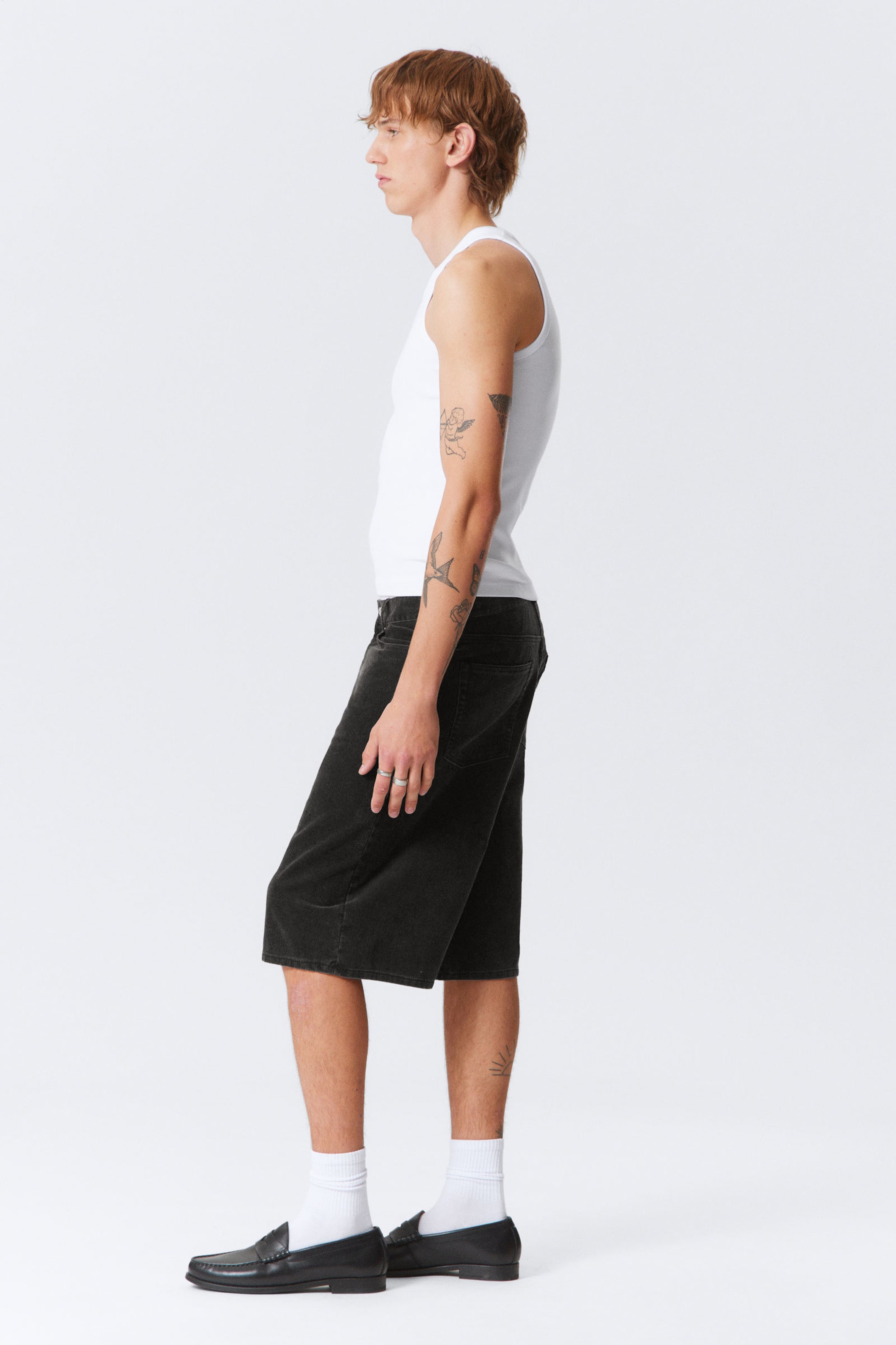 Black - Astro Loose Baggy Corduroy Shorts - 5