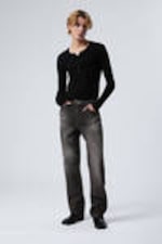 Obsidian Black - Black - Space Relaxed Straight Leg Jeans - 0