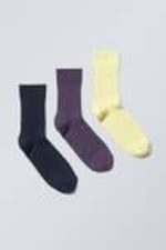 Purple yellow black - 3-pack Selma Socks - 0