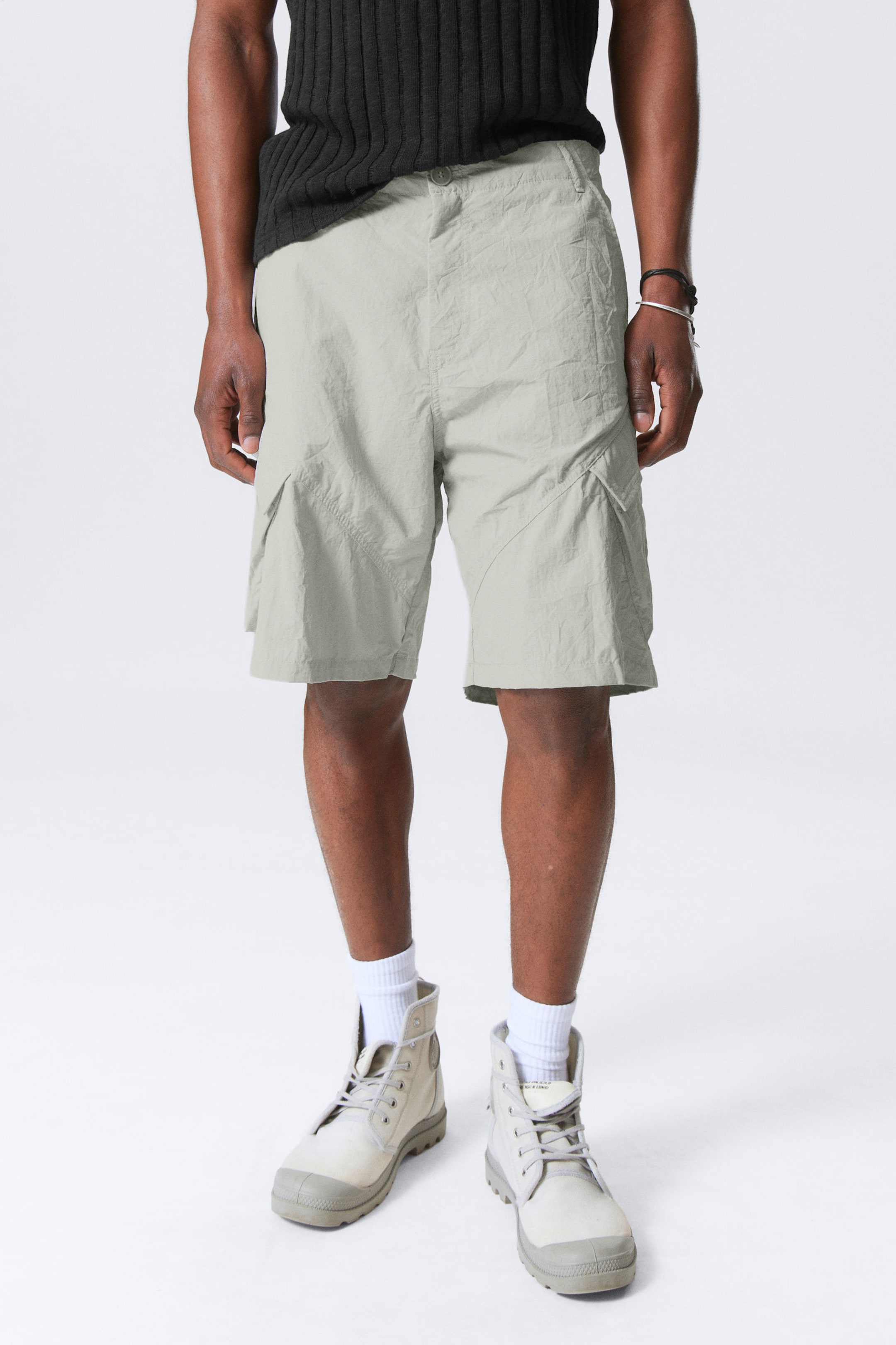 #B6B7B1 - Tilted Relaxed Cargo Shorts - 2