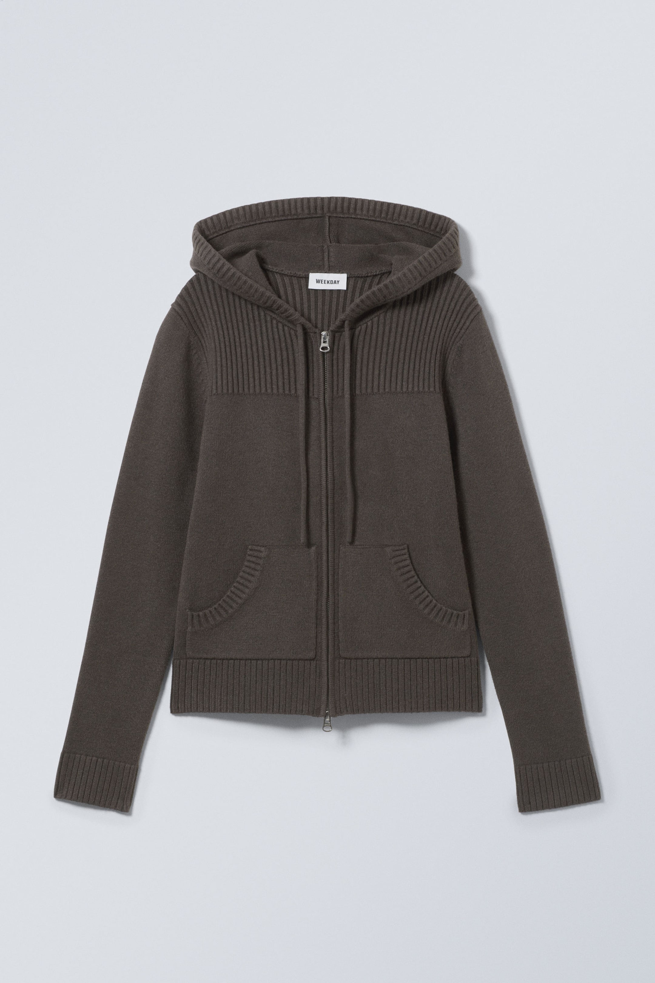 Dark Grey - Compact Knitted Zip Hoodie - 2