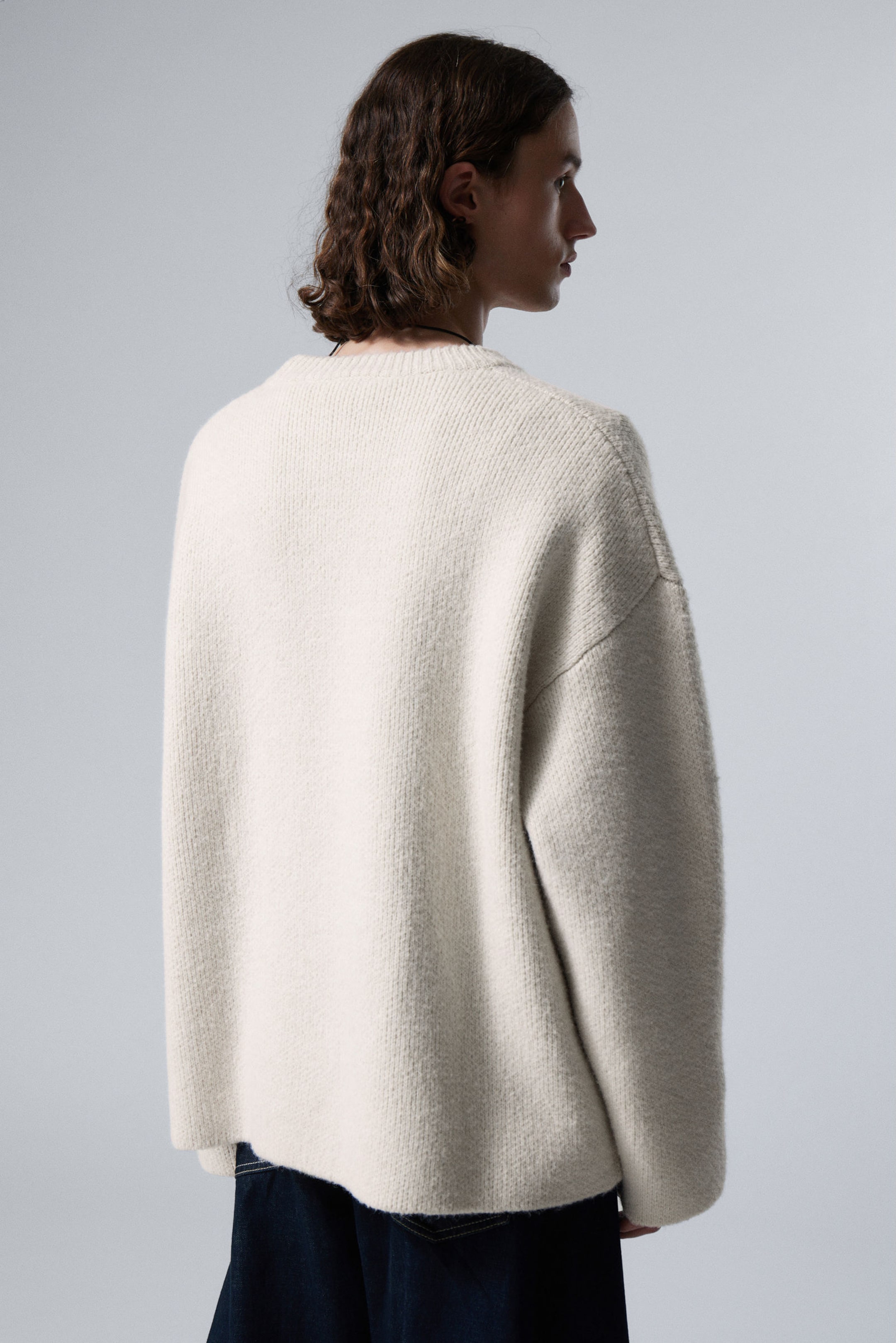 Ljus dimmig mullvad - Teo Oversized Wool Blend Knit Sweater - 3