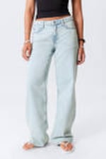 Snow Blue - Light Blue - Ample Low Rise Loose Wide Leg Jeans - 1