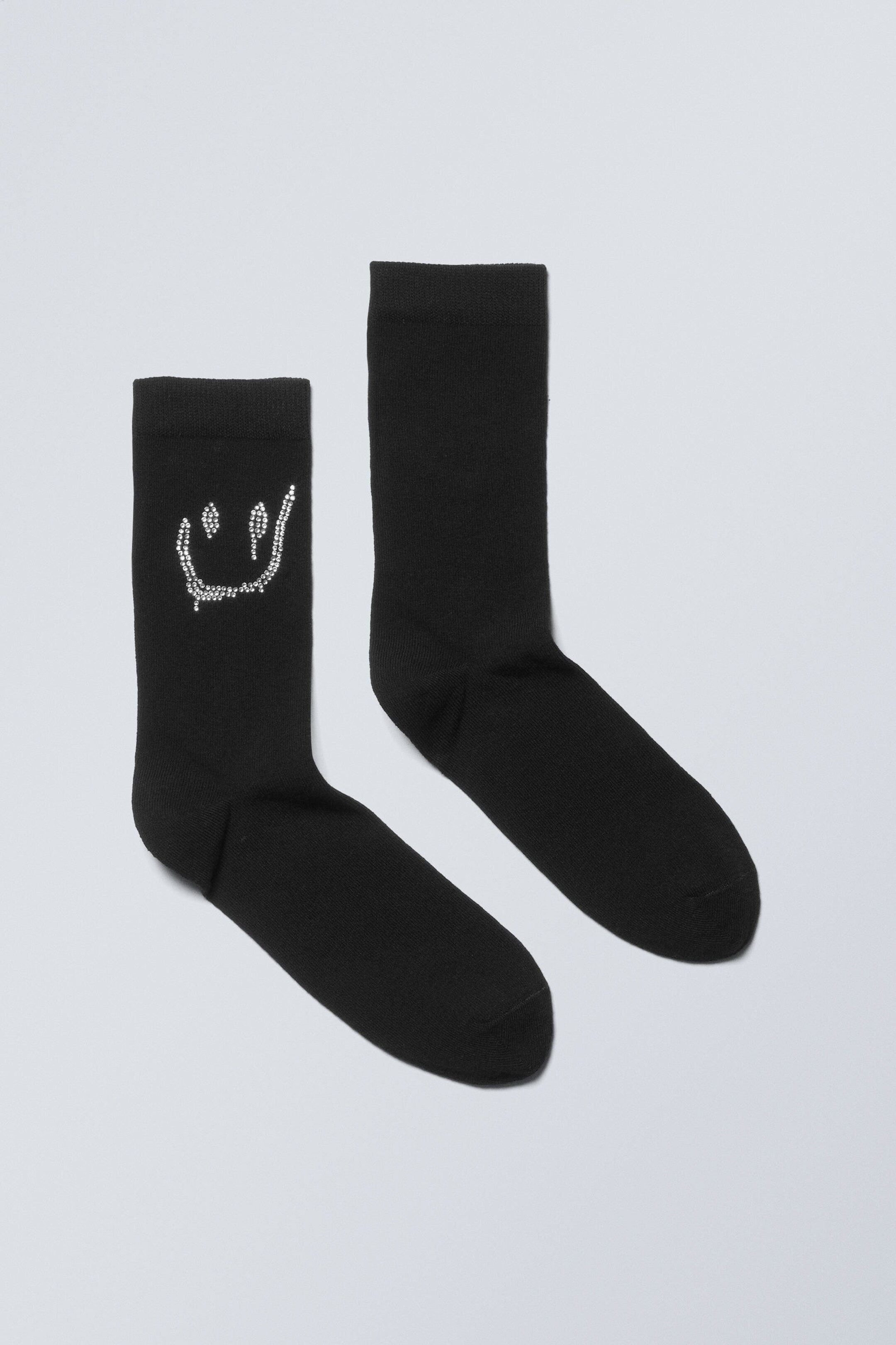 Schwarz mit Strassstein-Motiv - Socken aus Baumwolle mit Strass - 0