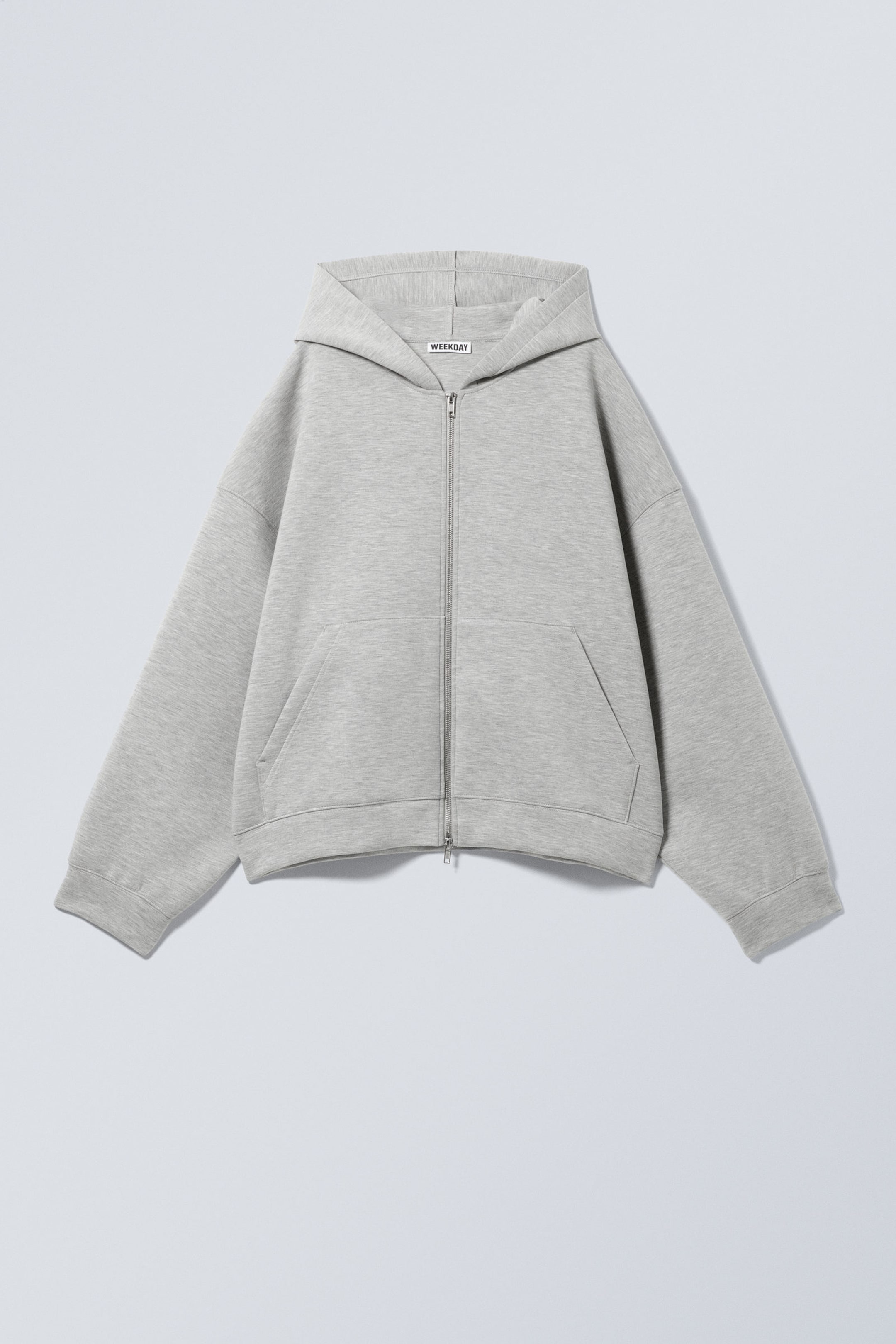 Grey Melange - Oversized Scuba Zip-Hoodie - 2