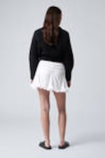 White - Gathered Mini Skirt - 3