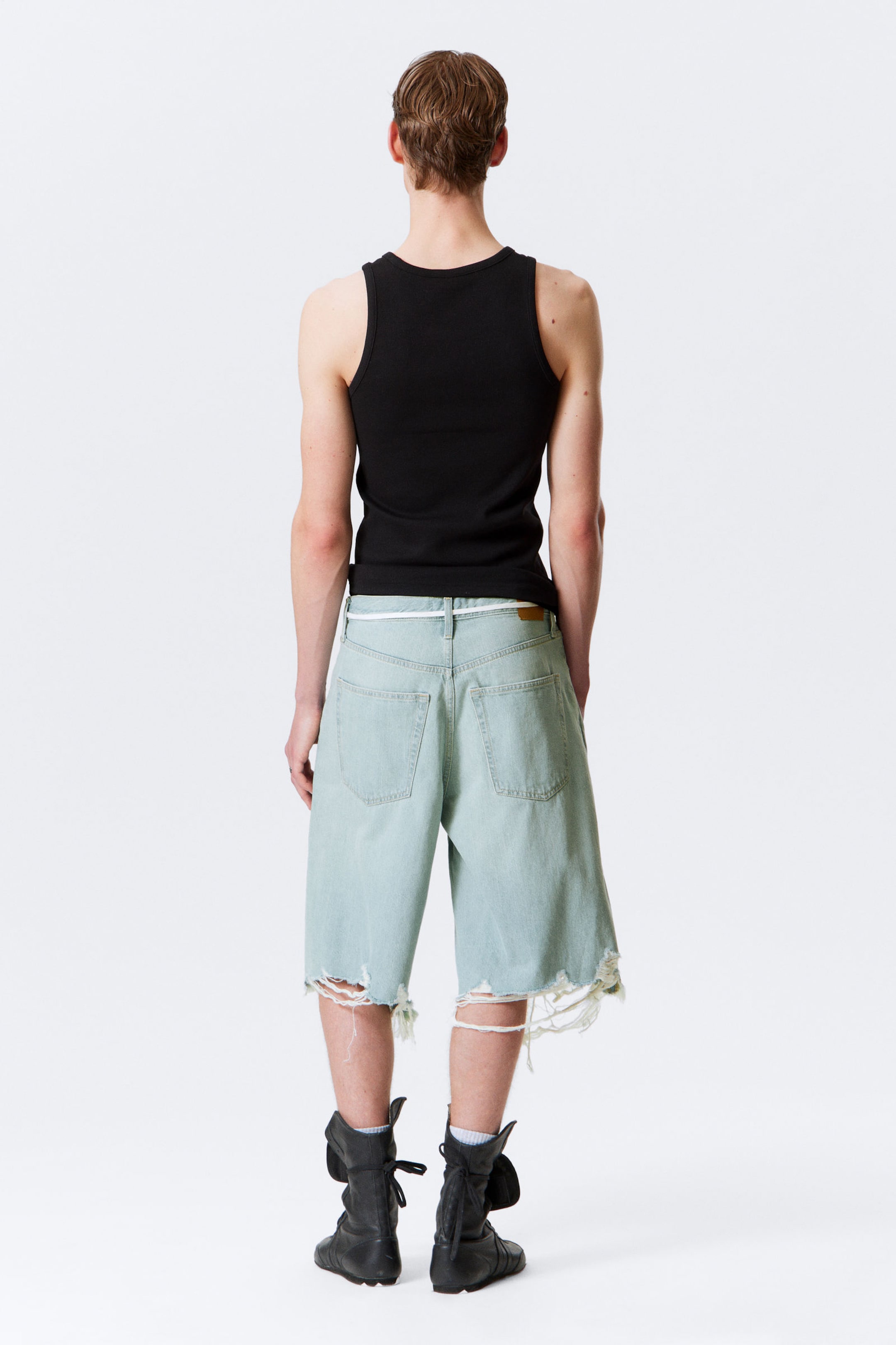 Schaumblau - Hellblau - Cosmos Loose Fit Denim Shorts - 8