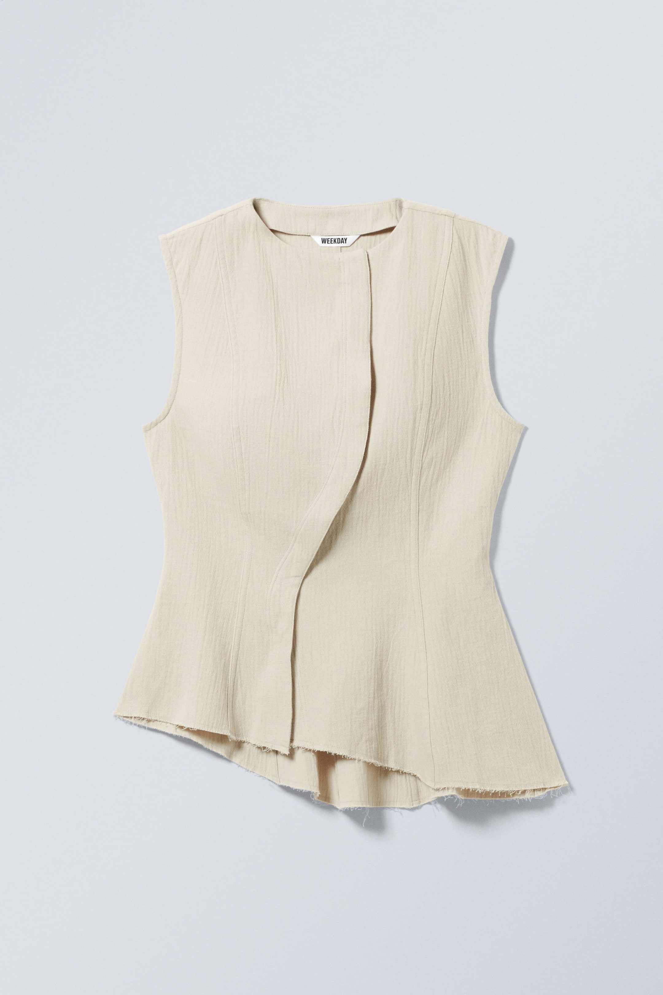 Ecru - Ärmlös asymmetrisk peplum topp - 6