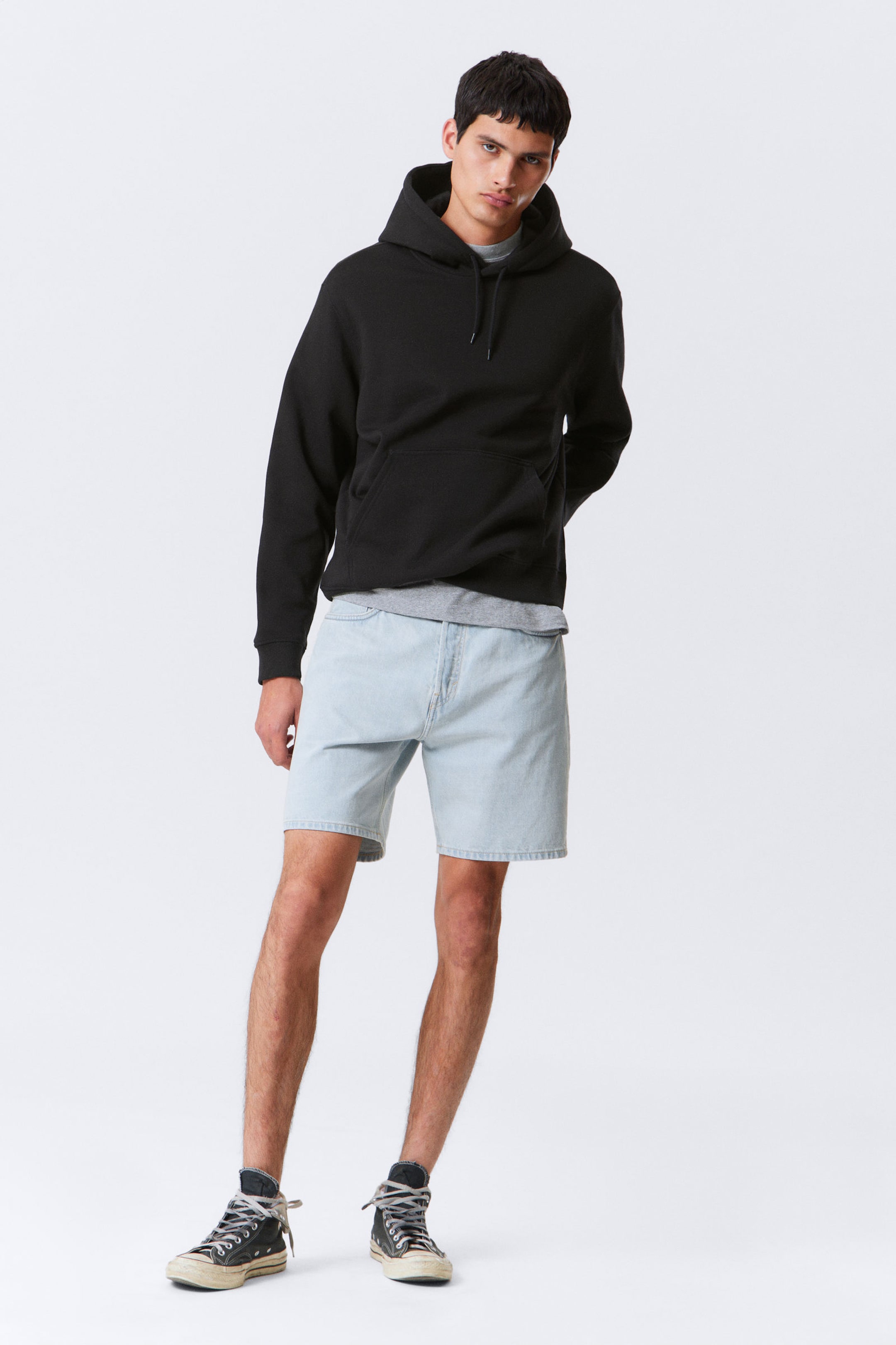 boxy midweight zip hoodie - Light Grey Melange | Weekday WW